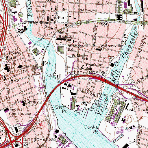 Topographic Map of Interchange 28, CT
