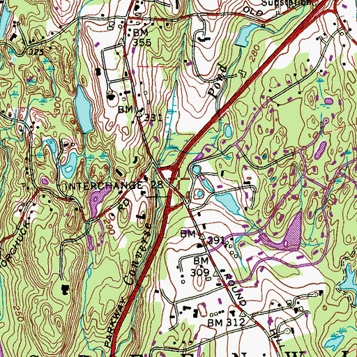 Topographic Map of Interchange 28, CT