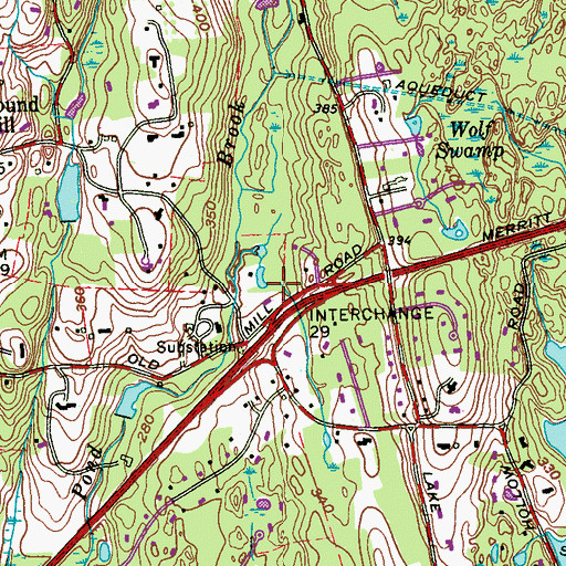 Topographic Map of Interchange 29, CT