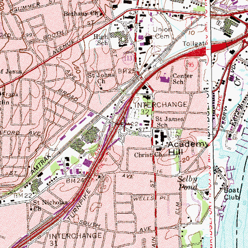 Topographic Map of Interchange 32, CT
