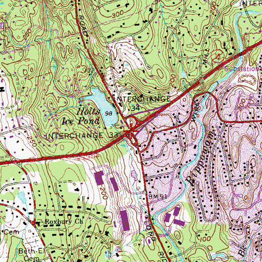 Topographic Map of Interchange 33, CT