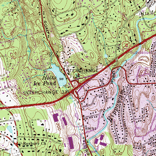 Topographic Map of Interchange 34, CT
