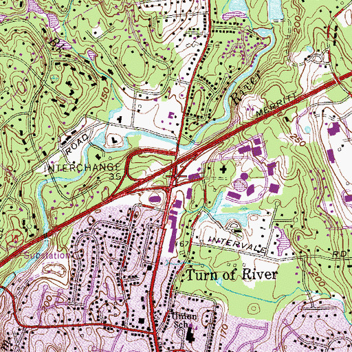 Topographic Map of Interchange 35, CT