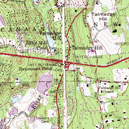 Topographic Map of Interchange 36, CT