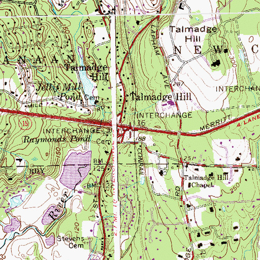 Topographic Map of Interchange 36, CT