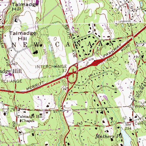 Topographic Map of Interchange 37, CT