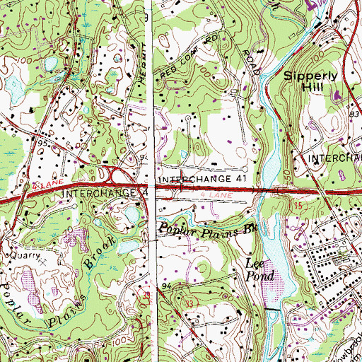 Topographic Map of Interchange 41, CT