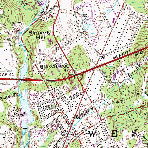 Topographic Map of Interchange 42, CT