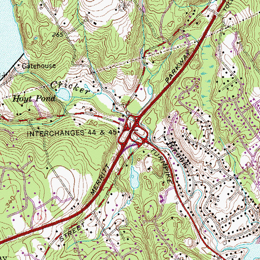 Topographic Map of Interchange 44, CT