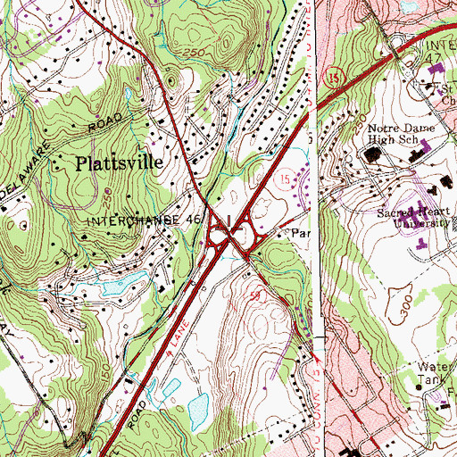 Topographic Map of Interchange 46, CT