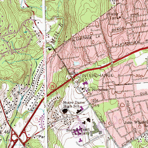 Topographic Map of Interchange 47, CT