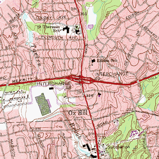 Topographic Map of Interchange 48, CT