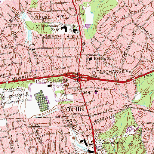 Topographic Map of Interchange 48, CT