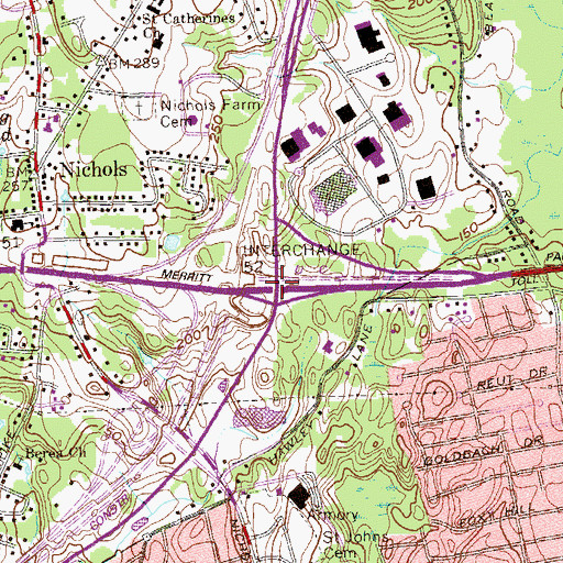 Topographic Map of Interchange 52, CT