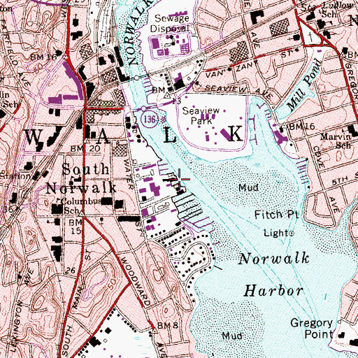 Topographic Map of Ischoda Yacht Club, CT