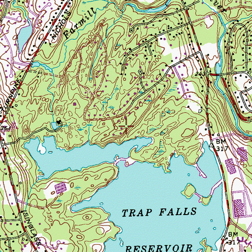 Topographic Map of Isinglass Hill, CT