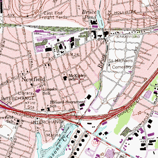 Topographic Map of Johnson Oak Park, CT