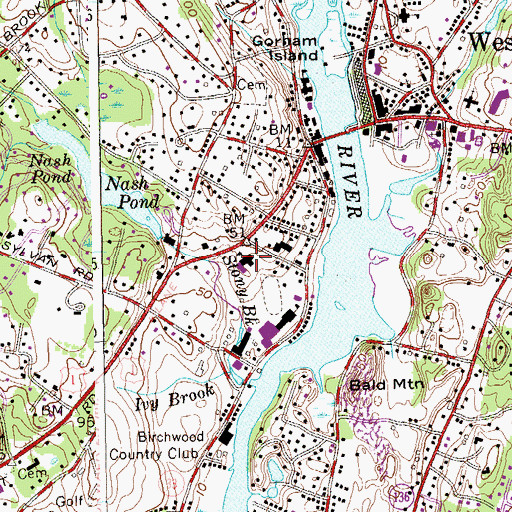 Topographic Map of Kings Highway School, CT