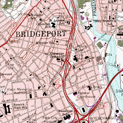 Topographic Map of Kolbe-Cathedral High School, CT