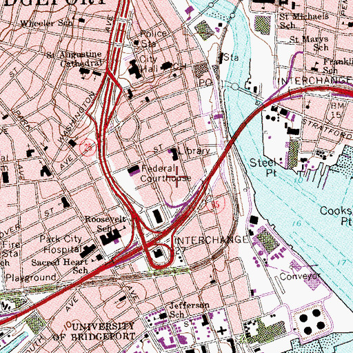Topographic Map of Lafayette Shopping Plaza Shopping Center, CT
