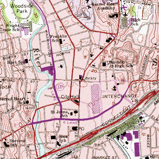 Topographic Map of Landmark Square Shopping Center, CT