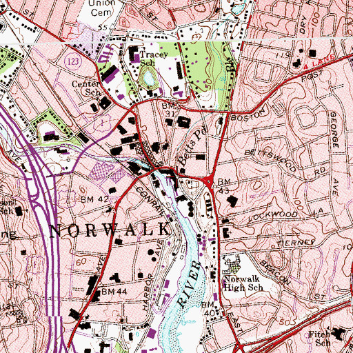 Topographic Map of Landmark Square Shopping Center, CT