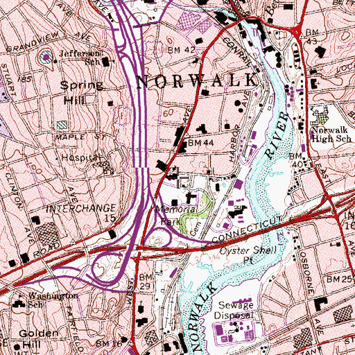 Topographic Map of Lockwood-Mathews Mansion Museum, CT