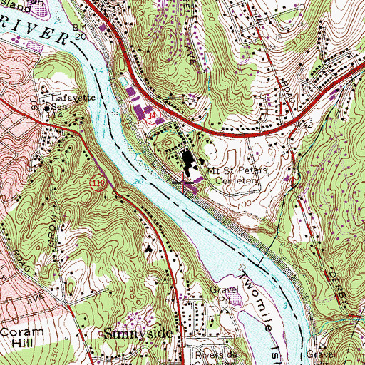 Topographic Map of Long Hill Cemetery, CT