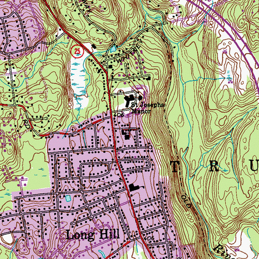 Topographic Map of Long Hill United Methodist Church, CT
