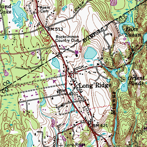 Topographic Map of Long Ridge Village Historic District, CT