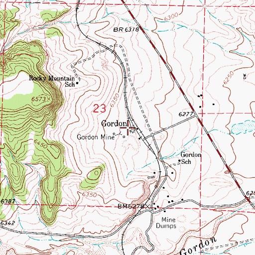 Topographic Map of Gordon, CO