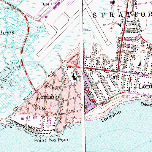 Topographic Map of Lordship Elementary School, CT