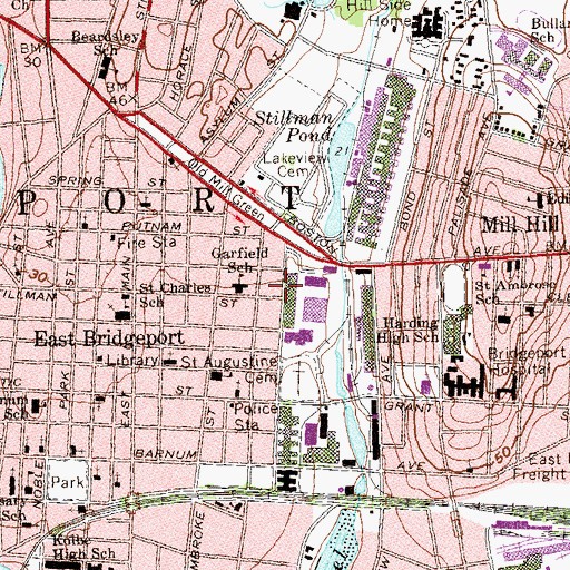 Topographic Map of Luis Munoz Marin School, CT