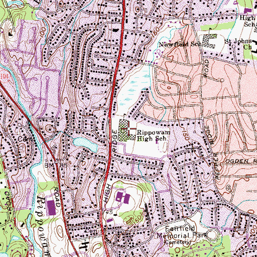 Topographic Map of Magnet Middle School, CT