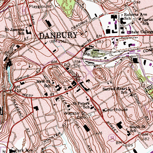 Topographic Map of Main Street Historic District, CT