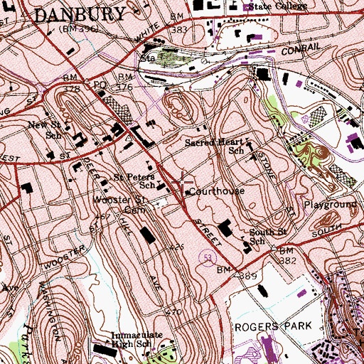 Topographic Map of Main Street Park, CT