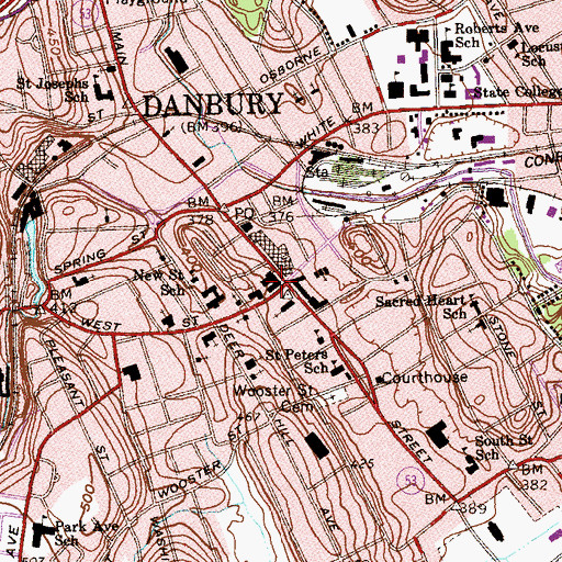 Topographic Map of Marcus Hall, CT
