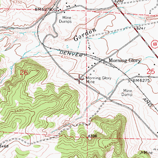 Topographic Map of Morning Glory Mine, CO