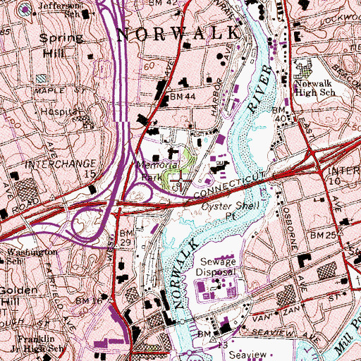 Topographic Map of Mathews Park, CT