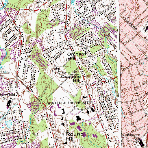 Topographic Map of McAuliffe Hall, CT