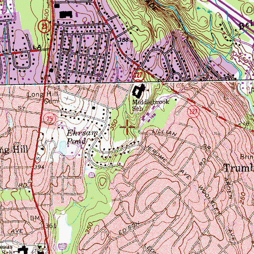 Topographic Map of Middlebrooks Park, CT