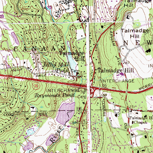Topographic Map of Millville (historical), CT