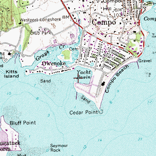 Topographic Map of Minuteman Yacht Club, CT