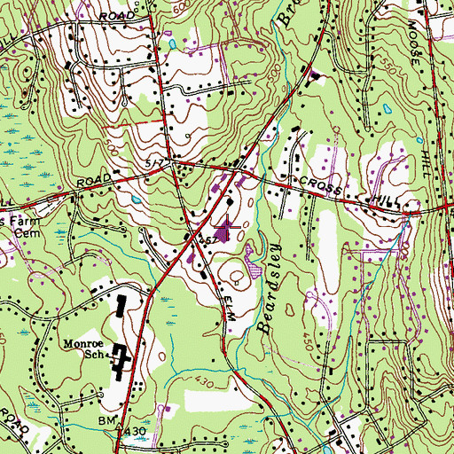 Topographic Map of Monroe Plaza Shopping Center, CT