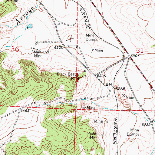 Topographic Map of Black Beauty Mine, CO