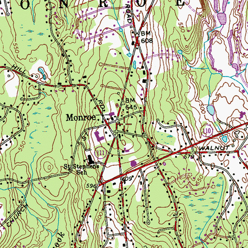Topographic Map of Moose Hill, CT