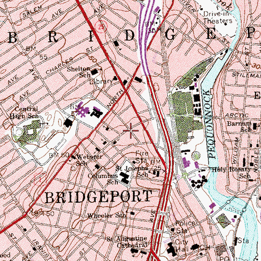 Topographic Map of Mount Avery Baptist Church, CT