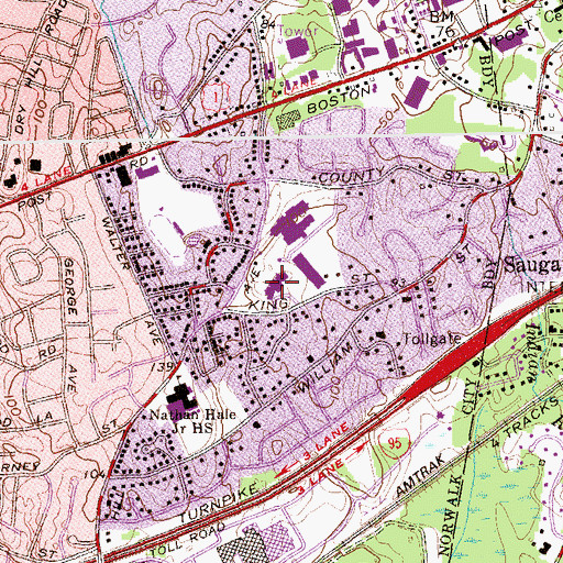 Topographic Map of Naramake Elementary School, CT