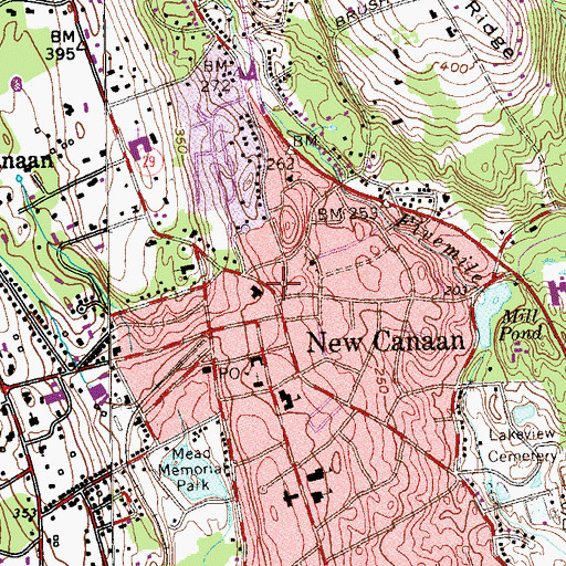Topographic Map of New Canaan Post Office, CT