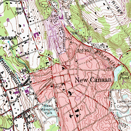 Topographic Map of New Canaan Town Hall, CT